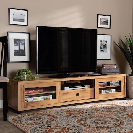 Baxton Studio Beasley Modern and Contemporary Oak Brown Finished Wood 1-Drawer TV Stand 190-11999-ZORO